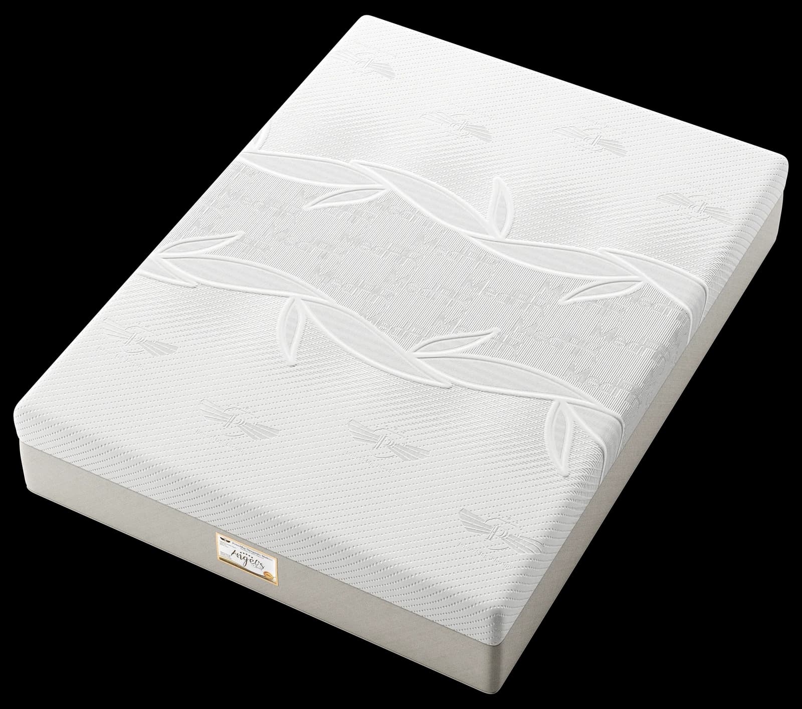 Angel’s Dream 14-inch mattress shown at an angle, with its quilted MedFIR cover and Angel’s Dream label visible